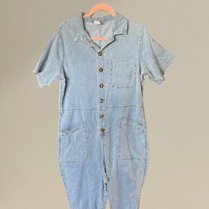 Womens Romper No Boundaries Blue Jean Short Sleeve Romper XL 15-17